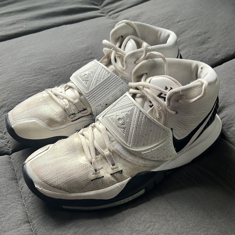 nike kyrie 6, white and black (mens size 9)